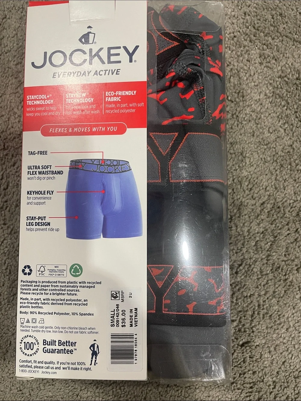 Jockey Men's Boxer Briefs - Black with Red Accents- NWT